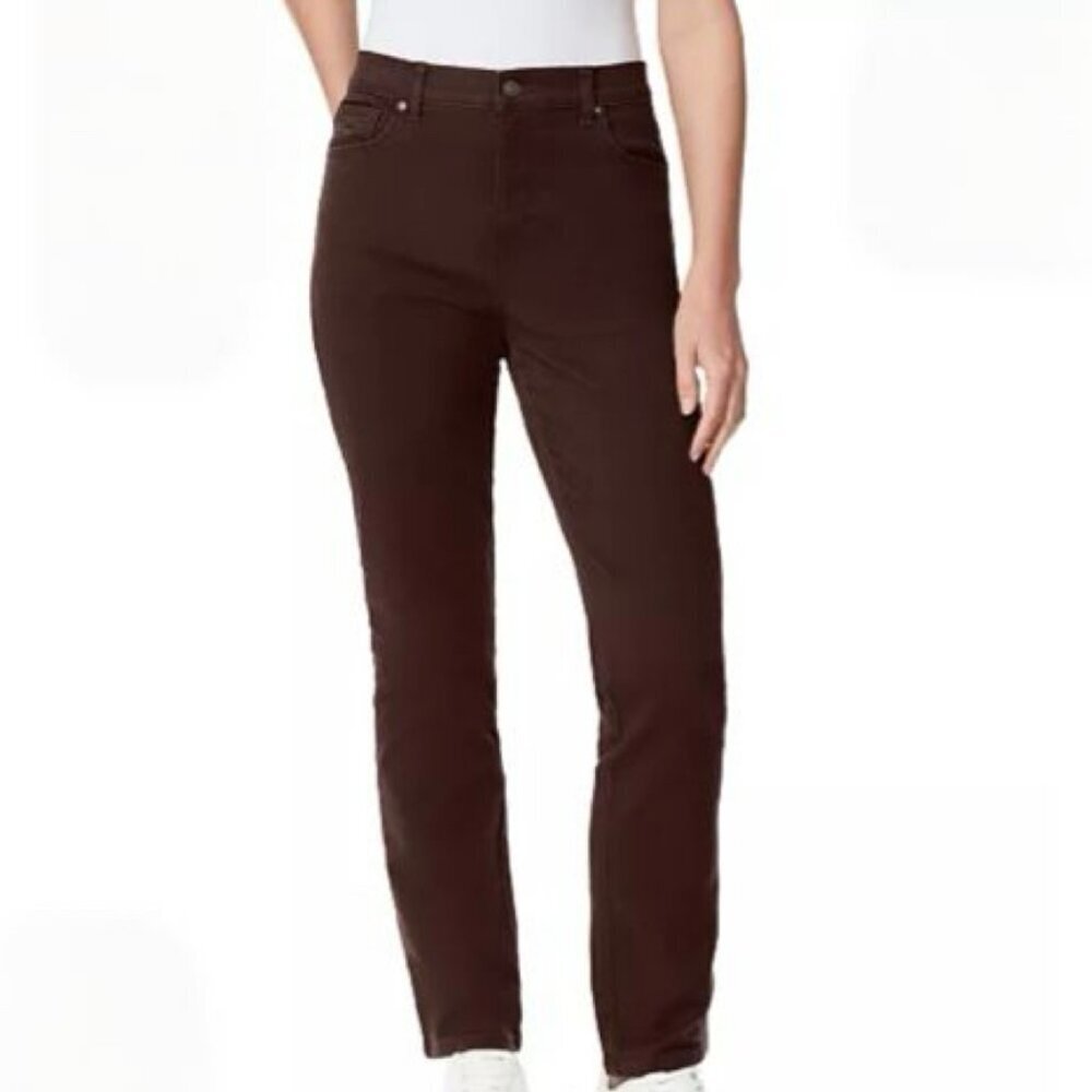 Gloria Vanderbilt Women's Amanda Coffee Twill Straight-Leg Jeans
